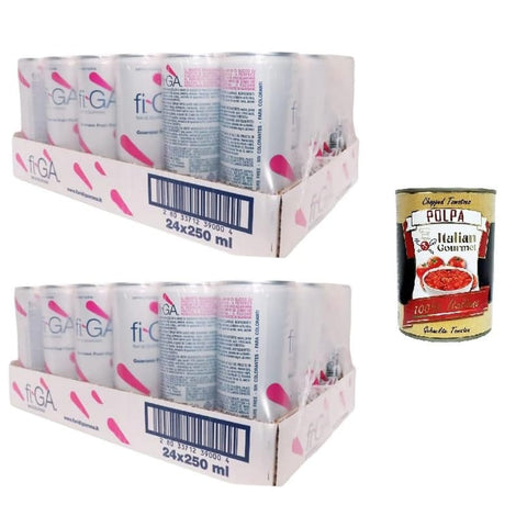 Figà Alkoholfreie Getränke Figà fi.GA'-Bibita Analcolica ai Fiori di Guaranà Alkoholfreies Getränk mit Guaranablüten 48x250ml Original italienisch inkl. Italian Gourmet Polpa 400g 15940541242007
