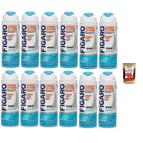 Figaro Intime Pflege & Hygiene Figaro SENSITIVE Bartschaum - für häufige Rasieren - sanfter und bequemer Bartschaum - 12x 400 ml Original italienisch inkl. Italian Gourmet Polpa 400g 8032804040014