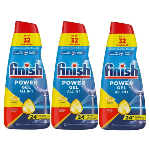 Finish Power Gel Citrus, 3 x 650 ml Spülmaschinenreinigung italienisch Original