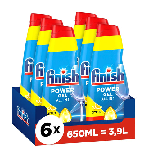Finish Spülmaschinenreinigung Finish Power Gel Citrus – Flüssiges Geschirrspülmittel für die Spülmaschine – 6 x 650 ml 4251758427724