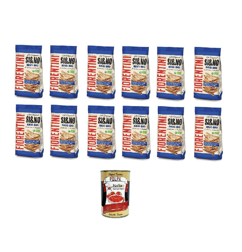 FIORENTINI Reiswaffeln 12x Fiorentini SI&NO Mini Gallette di Riso con Sale Marino BIO Mini-Reiskuchen mit Meersalz aus Biologischem Anbau 100g Knuspriger Snack Glutenfrei + Italian Gourmet polpa 400g 8002885007473