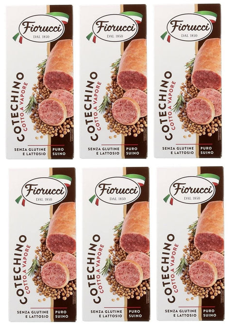 Fiorucci Fertiggerichte 6x Fiorucci Cotechino Italienische Spezialität typisches traditionelles Räucherfleisch Glutenfrei 500g Gedämpfter Cotechino 8007975003397