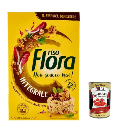 Flora Reis Flora Riso Riso Integrale, Voller Reis, Faserquelle, Geschmack und Wellness, ideal für gesunde Gerichte, Kochen 12 Minuten, 1 kg italienisch Original 8017759647921