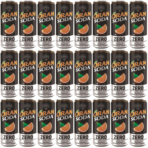 Fonti di Crodo ORAN SODA ZERO (24x330 ml) Italienische Limonade mit natürlichem Quellwasser & Orangensaft. Limonade ohne künstliche Zusätze, ideal für Alltag, Aperitif & Cocktails italienisch Original