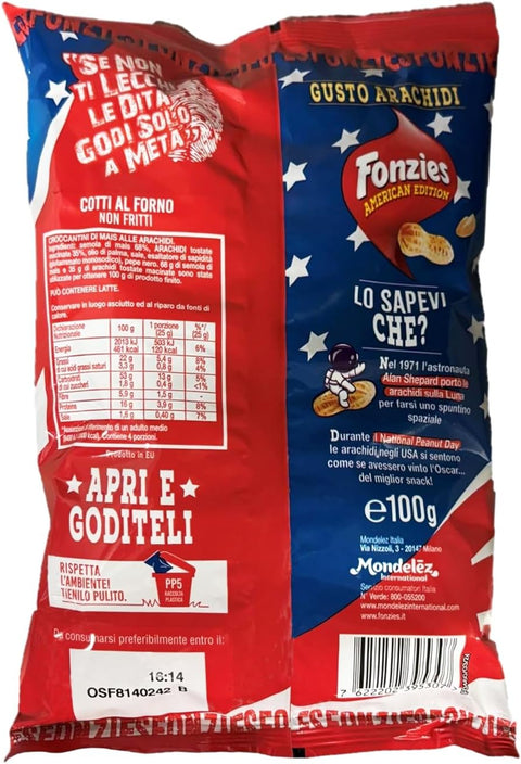 Fonzies Chips Fonzies American Edition Mais-Crunchies mit Erdnussgeschmack, gebacken, (100g) 7622202395307