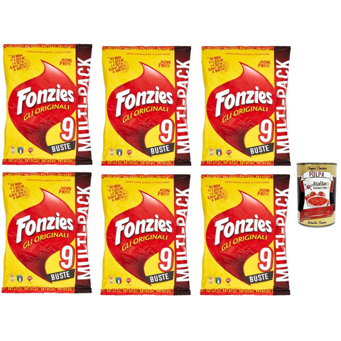 Fonzies Der originale, Original knusprige Mais Snack mit Käse Geschmack, Mais snack mit Käse Multipack – 9 Beutel, 6x 212 g italienisch