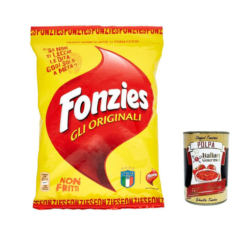 Fonzies Chips Fonzies Gli Originali Croccantini di Mais al Formaggio, Maissnack mit Käse, Klassic Käsechips chips mit mais italien snack 40g 20x italienisch inkl. Italian Gourmet Polpa 400g 8032804040014