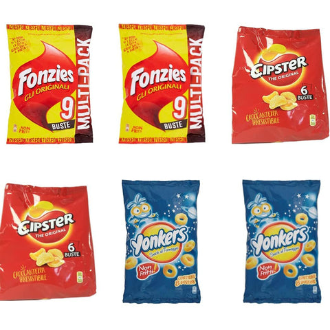 Fonzies Mondalez chips testpaket Yonkers Cipster multipack Maissnack mit Käse 1 Stk Original italienisch