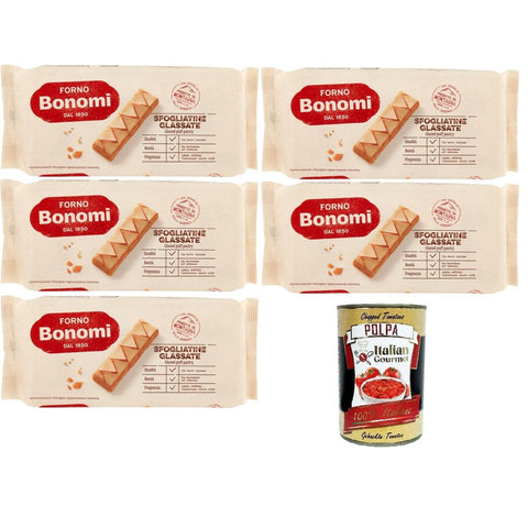 Forno Bonomi Sfogliatine Glassate glasiertes Blätterteiggebäck 5x135 gr Doppelkekse italienisch Original
