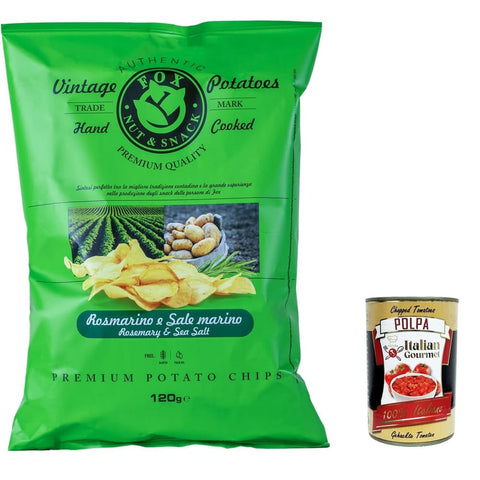 FOX Natural Chips FOX Natural Quality Vintage Potatoes Rosmarin und Meersalz, Premium italienische handgefertigte Kartoffel crisps chips 120 g italienisch Original 8007537006361