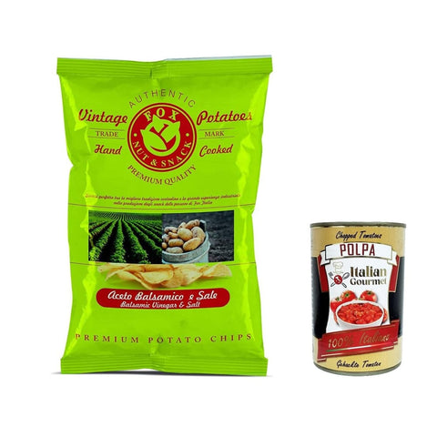 Fox Vintage Chips Fox Vintage FOX Natural Quality Vintage Potatoes Balsamico Essig und Meersalz, italienische handgefertigte Kartoffel crisps chips 120 g italienisch Original 8007537006743