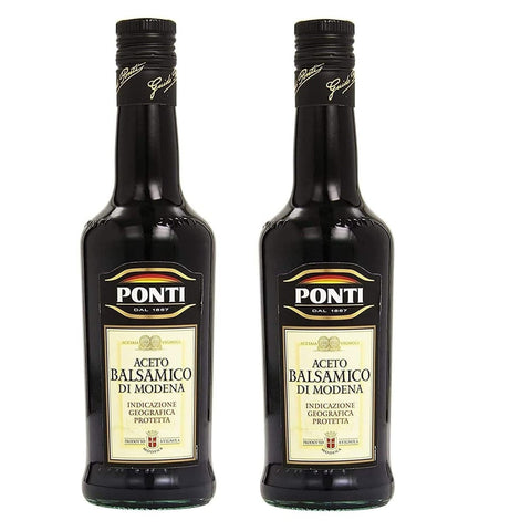 FOXCUP Essig 2x Ponti Aceto balsamico di Modena IGP Essig Sauce Würzsaucen 500ml Aci. 6% BESCHÄDIGTES ETIKETT 80228486