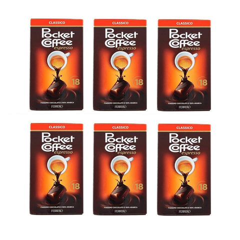 FOXCUP Ferrero Pocket Coffee Espresso 18 Pezzi Pralinen mit flüssigem Kaffee gefüllt 6x 225g italienisch Original