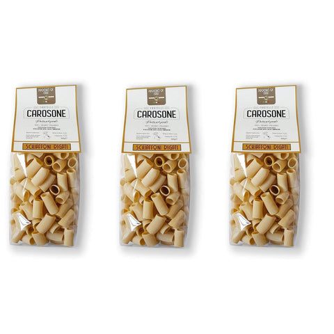 Carosone Fratelli Pasta Artigianale Schiaffoni Rigati handwerkliche Hartweizengrieß Pasta 100% italienischer Weizen 3x500g Original italienisch