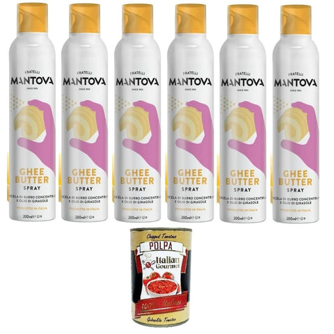 Fratelli Mantova Ghee Ausgelassenes & gehärtetes Fett Fratelli Mantova Ghee Butter Spray 200 ml 6x Original italienisch inkl. Italian Gourmet Polpa 400g 8006830982716