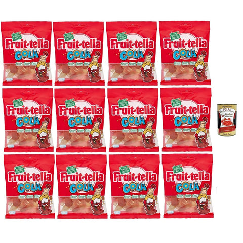 Fruittella Snack Kuchen & Backwaren Fruittella Cola, Gummibon, verschiedene Obstgeschmack, mit Fruchtsaft, glutenfrei, 12x 90 g italienisch Original 8032804040014