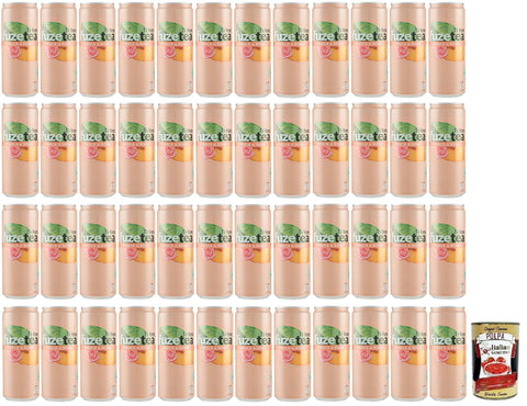 Fuze tea Pesca Schwarzer Tee Pfirsich- und Rosen Eistee Erfrischungsgetränk Alkoholfrei Einwegdose 330 ml 48x italienisch Original Pastasauce + gratis Polpa di