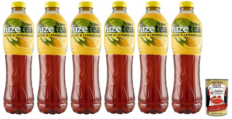 Fuze tea Limone Eistee Zitrone Schwarzer Tee mit einer Zitronengras Note Erfrischungsgetränk Alkoholfrei Einweg-PET-Flasche 1 25 Lt 6x italienisch Original