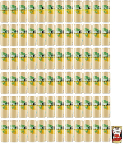 Fuze tea Eistee Zitrone Schwarzer Tee mit einer Zitronengras Note Erfrischungsgetränk Alkoholfrei Einwegdose 330 ml 72x italienisch Original Pastasauce + gratis