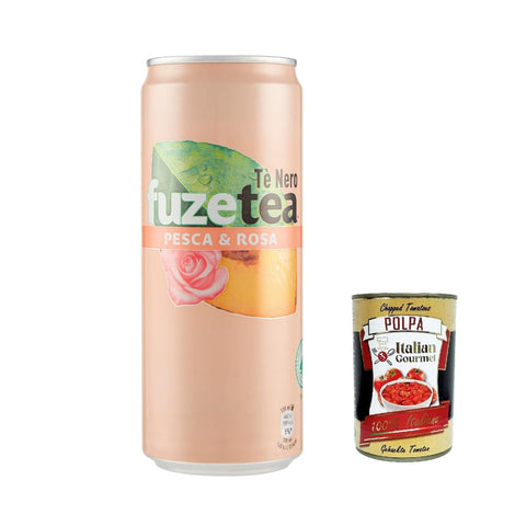 Fuze Tea Eistee Fuze Tea Schwarzer Tee, Pfirsich mit einer Notiz von Rosette sleek can 33 cl, peach ice tea italienisch Original 5449000235756