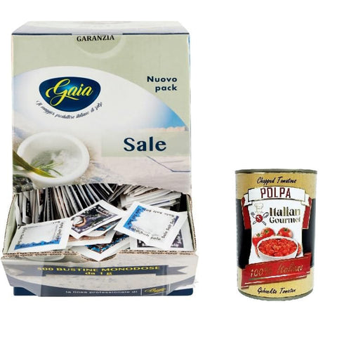 Gaia Sale in bustine monodose Box da 500 pezzi Salz in Einzeldosisbeuteln. Schachtel mit 500 Stück italienisch Original