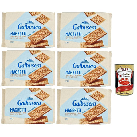 Galbusera Chips Galbusera Magretti cracker con 1,5% di grassi con Farina di Tipo 2, Cracker mit 1,5% Fett mit Typ 2 Mehl, 6x 380g Original italienisch inkl. Italian Gourmet Polpa 400g 8002190002378