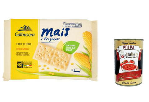 Galbusera Mais i Fragranti Cracker mit Mehl und nur Maisöl 400 g 6x italienisch Original + gratis polpa 400 g
