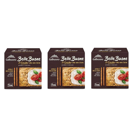 Galbusera Crackers Galbusera BelleBuone Crackers Avena e Mix di Semi Vollkorn-Cracker mit Hafer und Samenmischung ( 5 x 40g ) 200g 3x Original italienisch 8002190006727