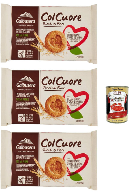 Galbusera Col cuore, Ballaststoffreiche Kekse mit Betaglucanen aus Gerste und Hafer 3x300g Original italienisch