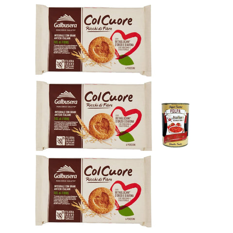 Galbusera Col cuore, Ballaststoffreiche Kekse mit Betaglucanen aus Gerste und Hafer 3x300g Original italienisch