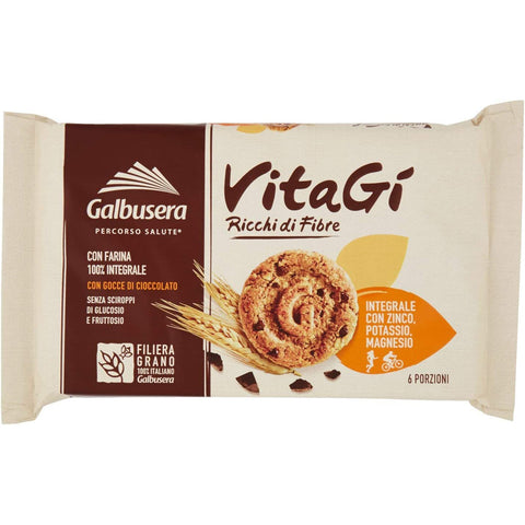 Galbusera VitaGi Kekse reich an Fasern mit tropfen schokolade 300g (6 snack) 3x Original italienisch