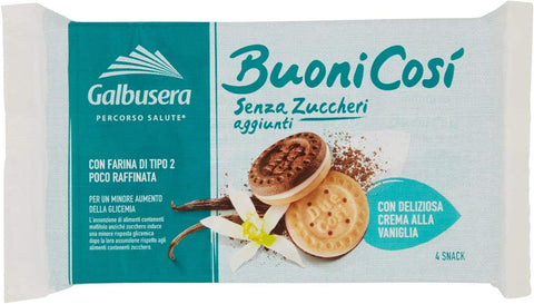 Galbusera Buoni così Con Crema Vaniglia Butterkeks mit Vanillecreme 160 g 6x italienisch Original Kekse
