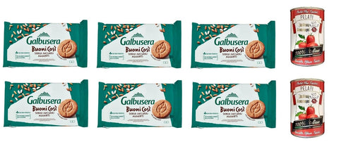 Galbusera Kekse 6x Galbusera Buoni così Kekse hafer und reis snack 300g + Italian Gourmet 100% italienische geschälte Tomaten dosen 2x 400g 8388766535601
