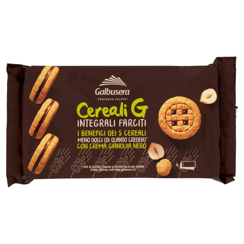Galbusera Kekse 6x Galbusera Cereal G Vollkornkekse gefüllt mit Gianduiacreme, biscuits cookies 160g + Italian Gourmet polpa 400g 8002190006291