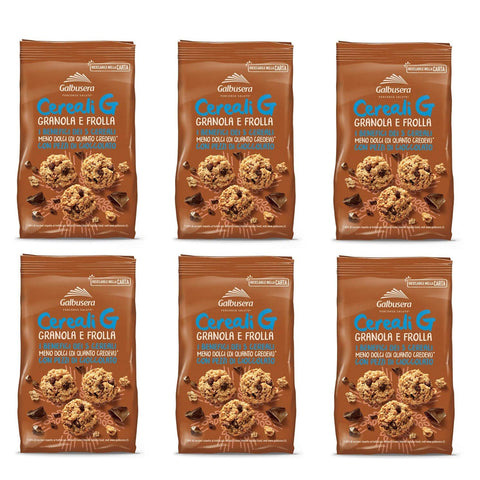 Galbusera Cereali G Granola e Frolla Shortbread Kekse mit Müsli und Schokoladenstücke cookies biscuits 6x300g Original italienisch