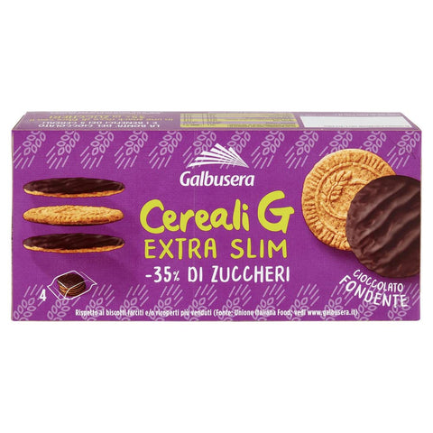 Galbusera Kekse Galbusera Cereali G Extra Slim Fondente Müslikekse Kekse aus Getreide Umhüllt von Dunkler Schokolade Packung à 120 g, jede Packung enthält 4 Einzelportionen à 30 g italienisch Original 8002190006543