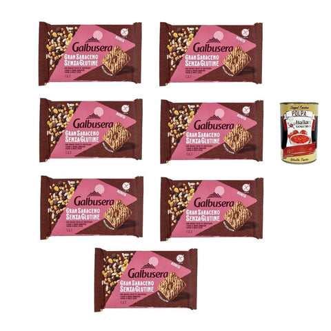 Galbusera Kekse Galbusera Gran Saraceno Senza Glutine con Gocce di Cioccolato 260 g, Glutenfreie Chocolate Chip Cookies 7x 260 g (6 Einzelportionen) italienisch Original 8032804040014