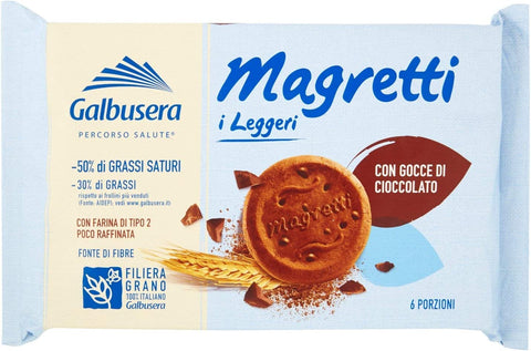 Galbusera Kekse Galbusera Magretti Con Gocce di cioccolato Butterkeks mit Schokolade 160 gr 8002190001852