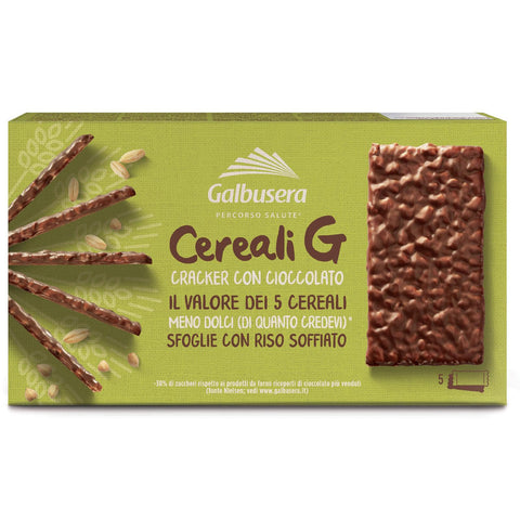 Galbusera Reis auf Reis Snack mit geblasenem Reis mit Schokolade 1x150g Original italienisch