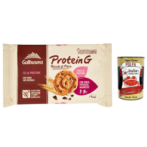 Galbusera Protein G Kekse reich an Fasern mit tropfen schokolade 300 g 3x italienisch Original + kostenlos polpa 400 g