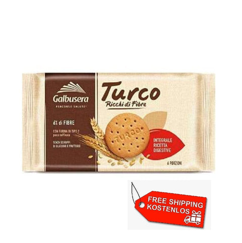 Galbusera snack 9x Galbusera turco frollini Mürbeteigkekse mit ballaststoffreichem Weichweizenvollkornmehl, 300 g 8002190001395