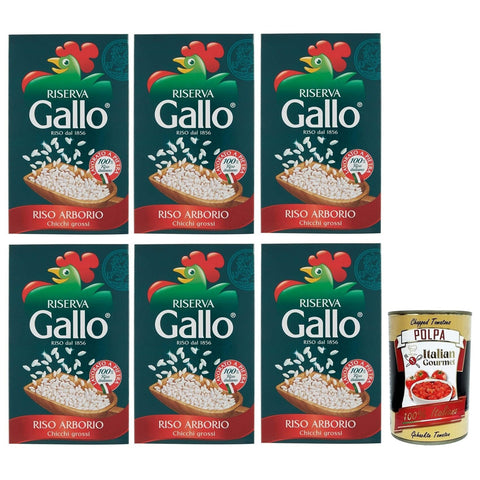 Gallo Riso Arborio Riserva, 100% Italienischer Reis, Kochzeit 15 Minuten, Packung mit 6x1kg Original italienisch