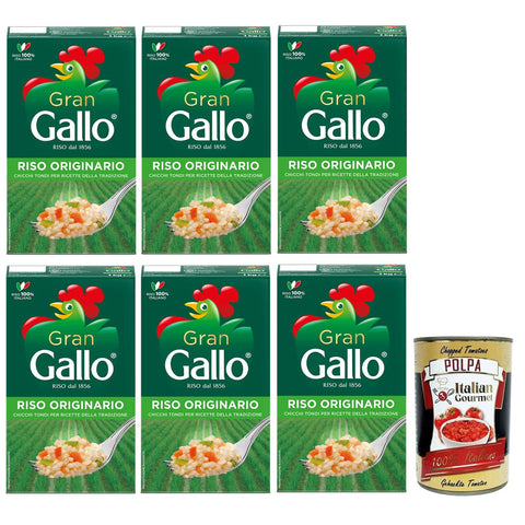 Gallo Gran Gallo Riso Originario 100% Italienischer Reis Kochzeit 15 Minuten ideal für die Zubereitung von Füllungen Packung mit 1 Kg 6x italienisch Original +