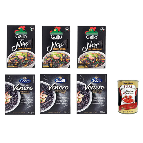 Gallo Testpaket Riso SCotti und Gallo Riso Nero Integrale, Schwarzer Reis, gewachsen in Italien, Vollkorn, 6x500 g, reich an Ballaststoffen und Antioxidantien