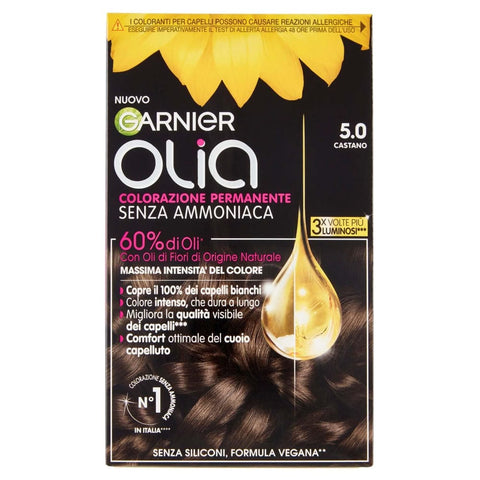 Garnier Farben Garnier Olia Haarfarbe, ohne Ammoniak, deckt 100% weißes Haar ab, vegane Formel, Braun Farben italienisch Original 3600542487078