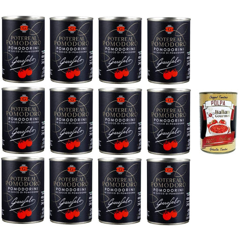 Garofalo Ganze Tomaten Garofalo Potere al Pomodoro Pomodorini,Kirschtomaten in Tomatensaft 12x400 gr Ganze Tomaten italienisch Original 8000139939112