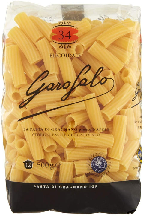 GAROFALO Kurze Pasta 5x Garofalo Pasta di Gragnano IGP Elicoidale N° 34 Hartweizengrieß Pasta 100% Neapolitanische Pasta Kurze Pasta Packung mit 500g 8000139000409