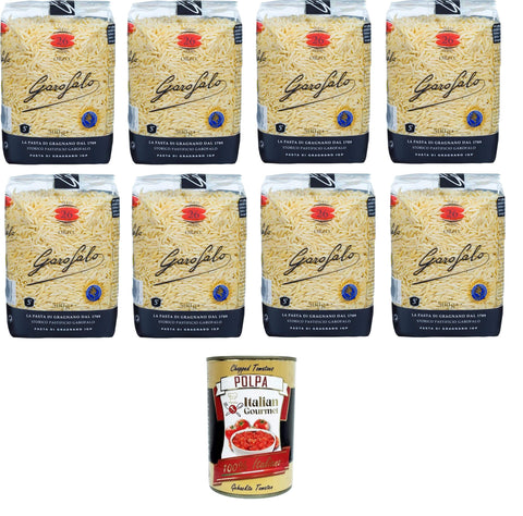 GAROFALO Kurze Pasta Garofalo Anelli Siciliani N° 52-2 Nudeln aus Hartweizengrieß Gragnano IGP 8x500gr+ Italian Gourmet polpa 400g 8000139000409