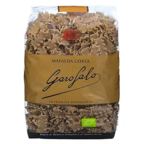 GAROFALO Kurze Pasta GAROFALO BIO Vollkorn-Mafalda Corta 500g, Vollkorn Hartweizen-Grieß, vegan, Vollkorn-Pasta aus Italien, biologische Nudeln, fertig in 13 Minuten Original italienisch 8000139910630