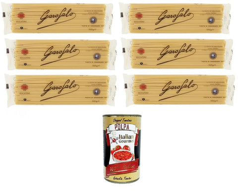 GAROFALO Kurze Pasta Garofalo Bucatini N°14 Nudeln aus Hartweizengrieß Gragnano IGP 6x500gr+ Italian Gourmet polpa 400g 8000139000409
